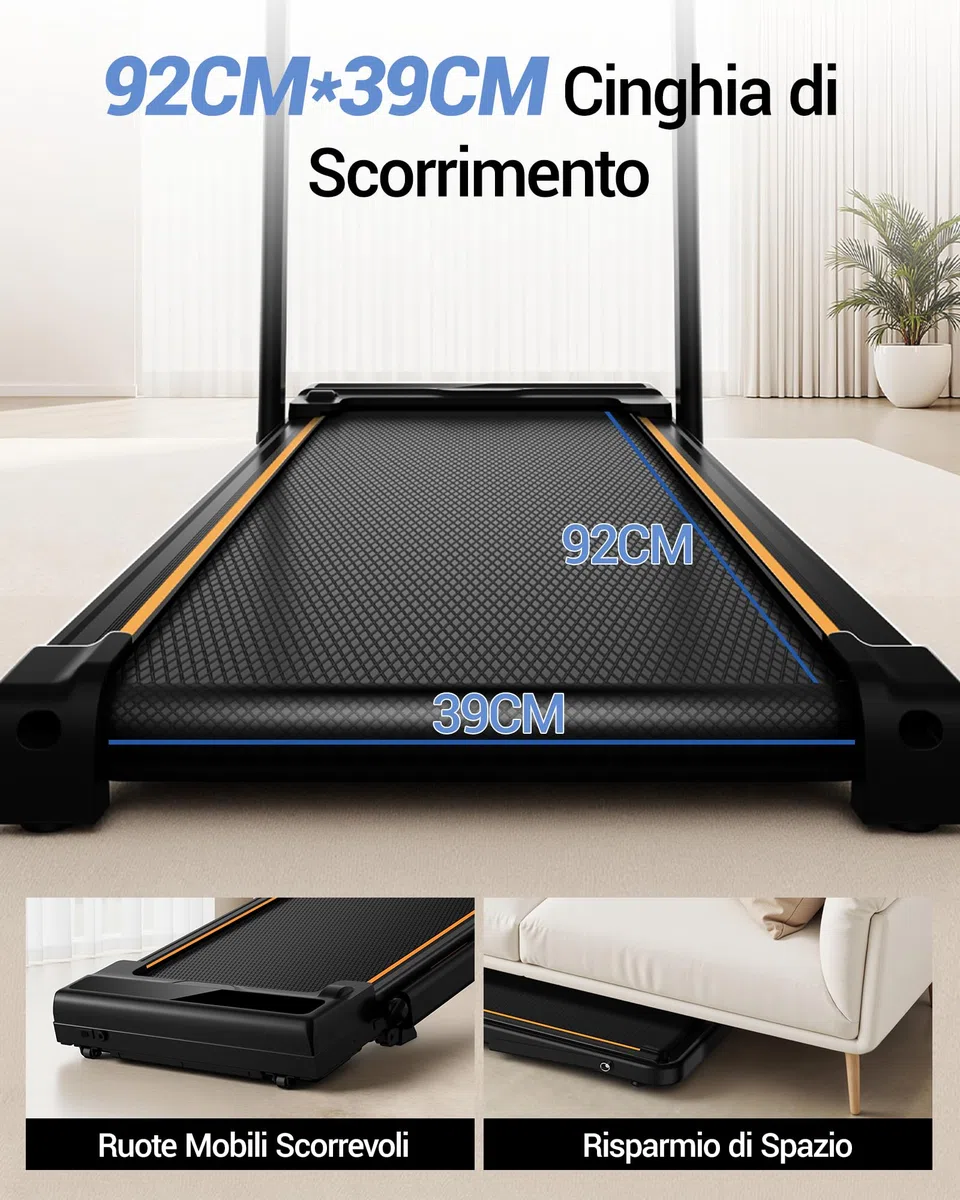 UMAY Tapis Roulant Elettrico Pieghevole con Inclinazione 10KM/H, 16% Tapis Roulant Salvaspazio Elettrico, Schermo LED, Telecomando, Tapirulan da Casa 3.0 CV, Mini Walking Pad, Carico Massima 136KG