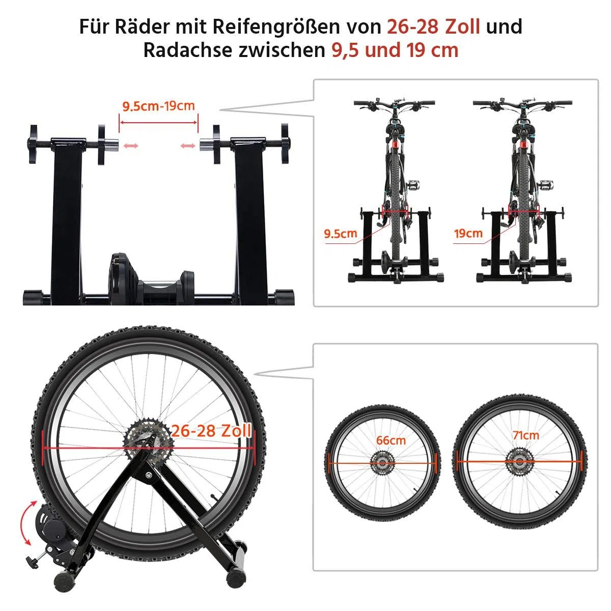 Yaheetech Rullo per Bici Allenamento Bicicletta Indoor Pieghevole Magnetico per Bicicletta 26-28 Pollici e da 700C