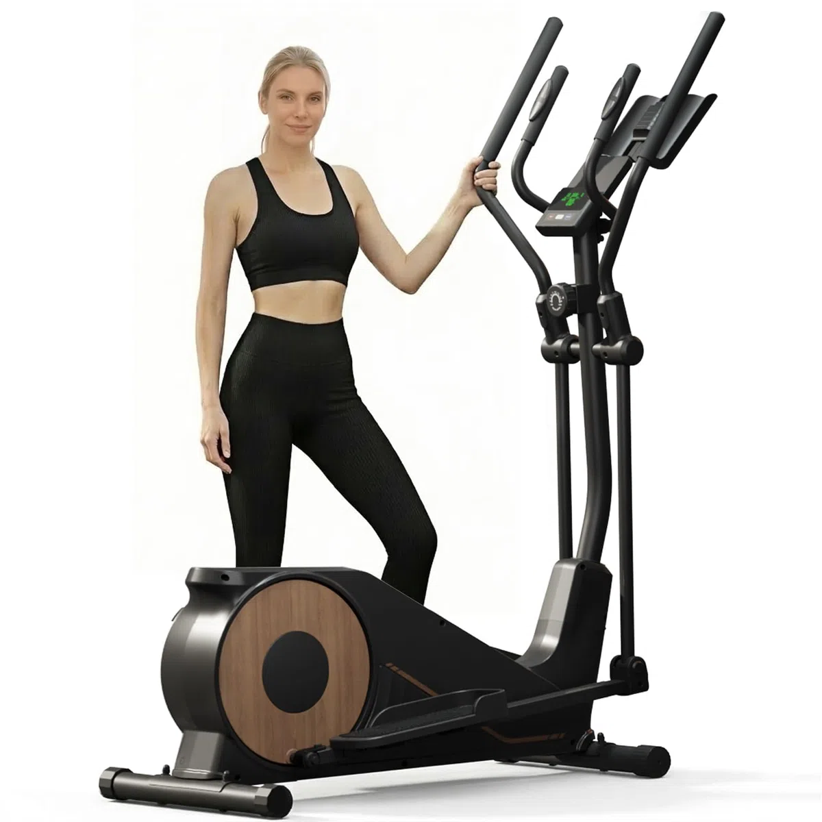 Ellittica da Casa Professionale, Aeriflo M100 con Passo 42cm e Volano 8kg, 16 Livelli di Resistenza Magnetica, Portata 150kg, Bluetooth con App, 80% Preassemblata per Allenamento Intensivo