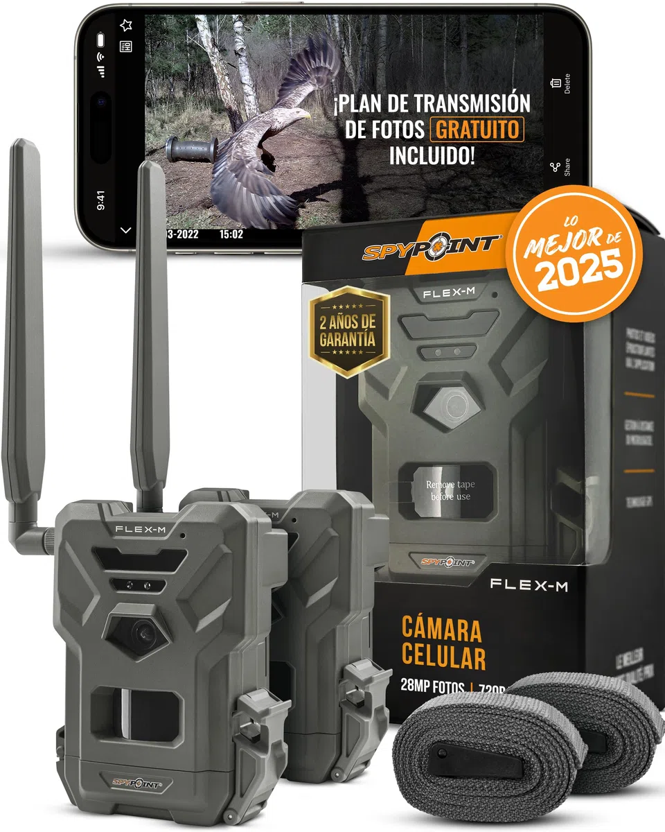 Spypoint Flex-M - Telecamera per animali selvatici con trasmissione di foto e video, 28 megapixel, con visione notturna, app gratuita per il tuo smartphone