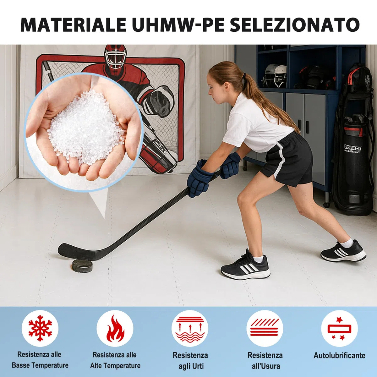 COSTWAY Piastrelle per Pavimenti da Hockey per Allenamento, Pista di Pattinaggio Artificiale Estensibile, Tavola di Ghiaccio Artificiale per Esterni, Facile Installazione, Confezione da 10