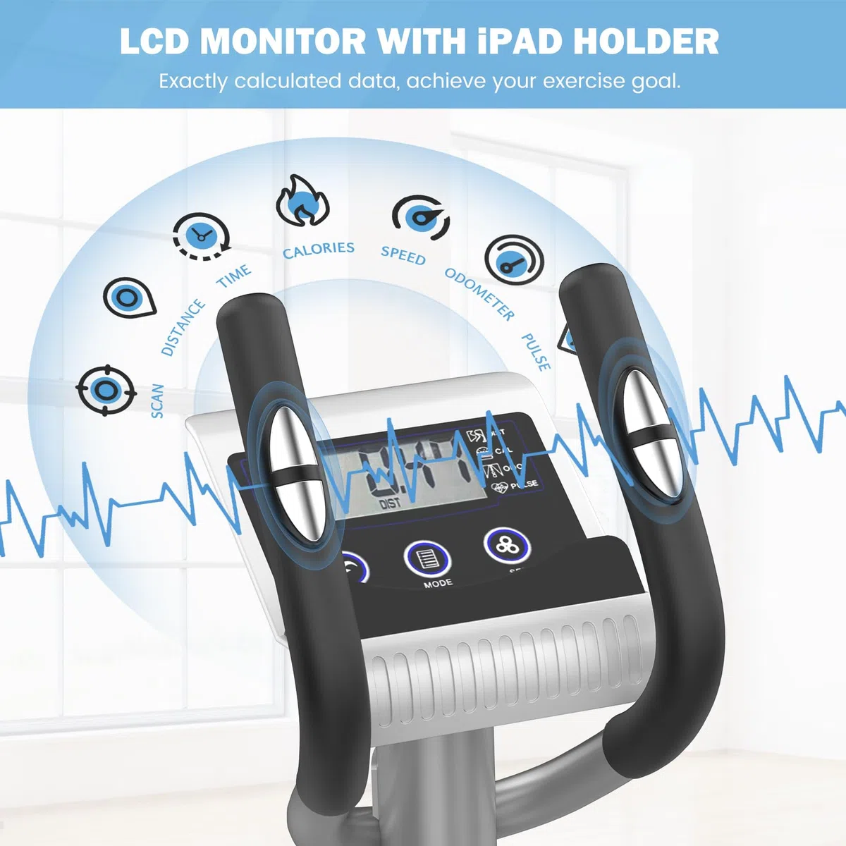 Dripex Ellittica da Casa, Ellittica Professionale Silenziosa & Display LCD, 16 Livelli di Resistenza Regolabili, Cardiofrequenzimetro e Porta Borraccia, Attrezzi Palestra Casa