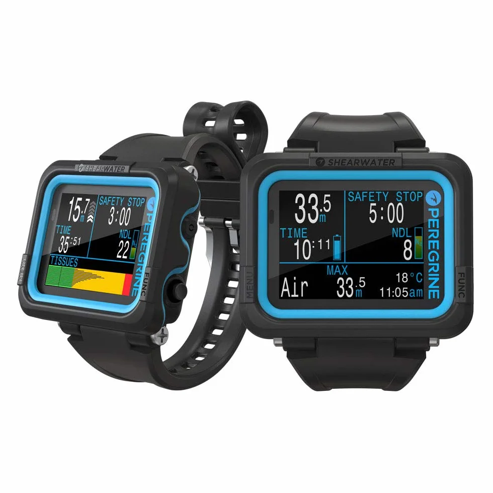 Shearwater Peregrine Air, Nitrox, 3 Gas Nitrox, computer da polso con 3 gas OC con allarmi di vibrazione