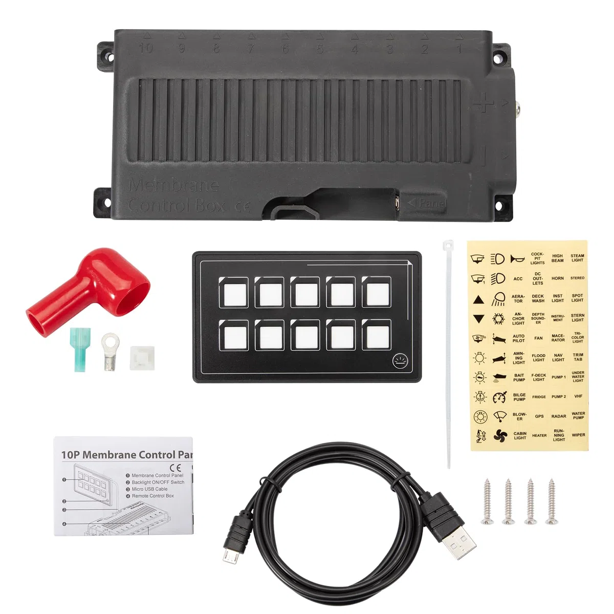 Toutch Pannello di controllo a membrana 10P con Bluetooth, cablaggio touch integrato PPTC pannello di interruttore per camper barche