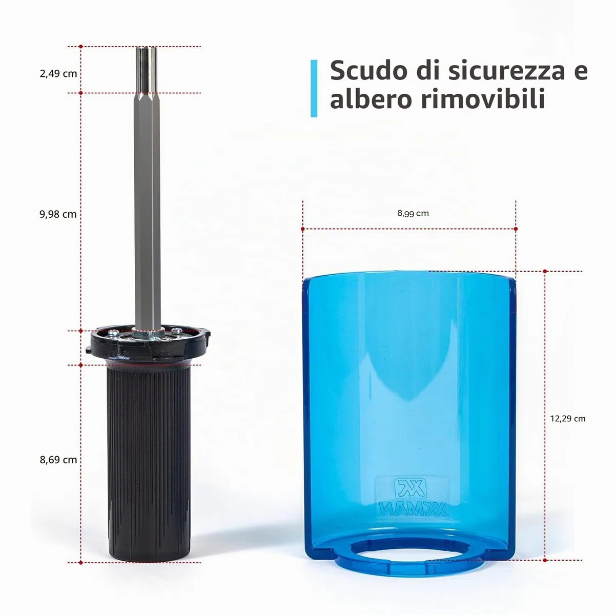 XCMAN - Set di spazzole rotanti per Sci, con Manico e ASSE e 3 spazzole: Nylon, crine di Cavallo, Ottone/Sughero