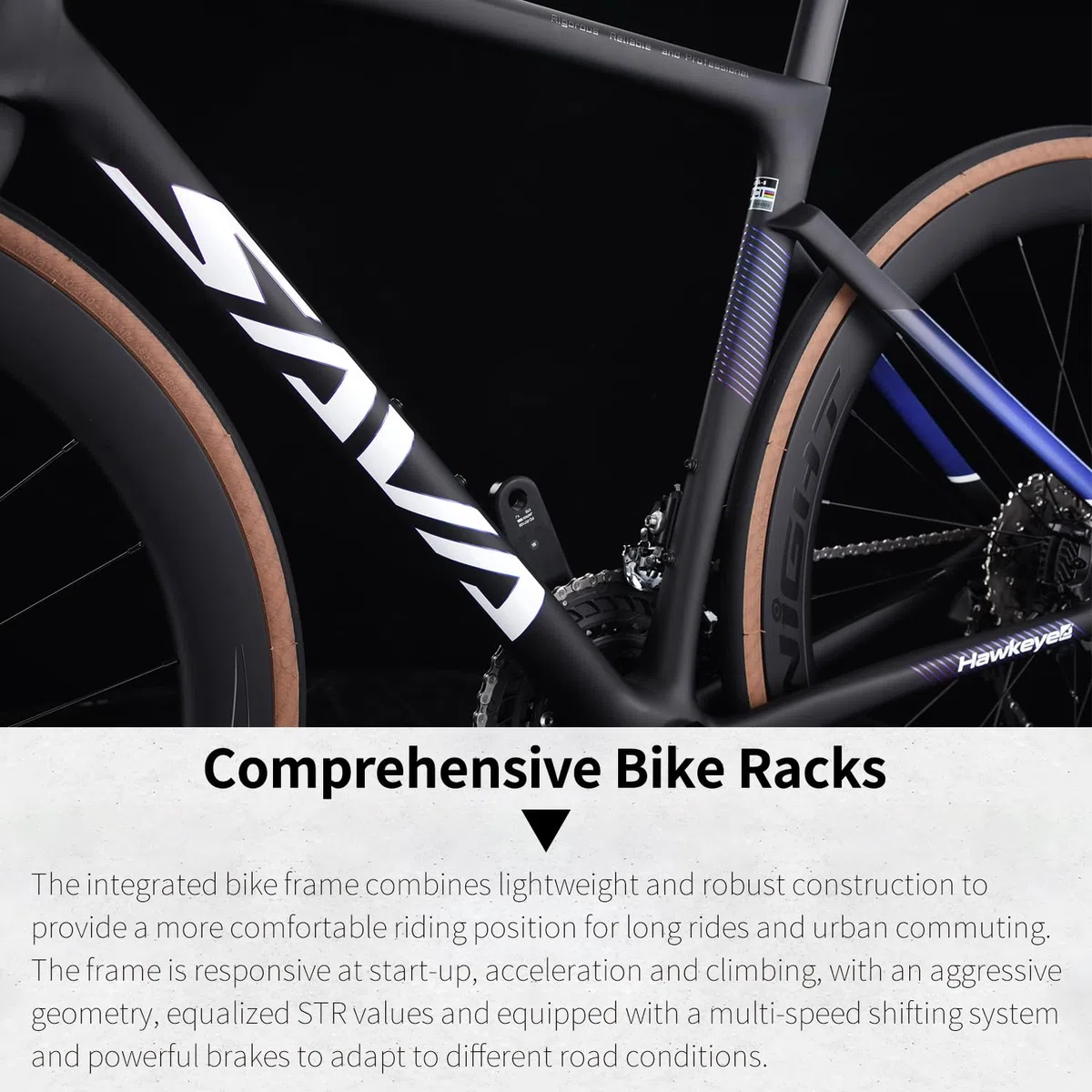SAVADECK Carbon Road Bike, bici da corsa leggera Full Carbon con R7120 24S Shift Groupset e olio idraulico freno a disco bici