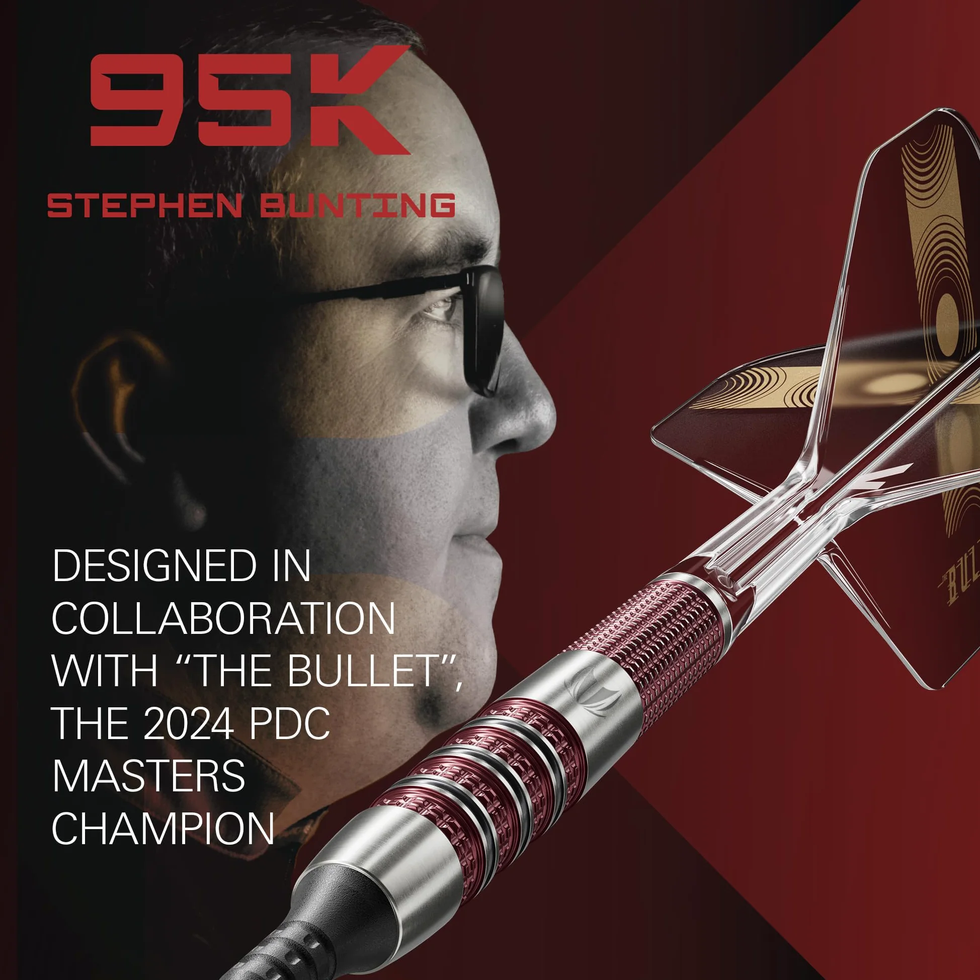 Target Darts Stephen Bunting 95K Set di Freccette a Punta Morbida, 19G | Alette e aste Kflex, The Bullet Player Edition Freccette al 95% di Tungsteno, Punta in Acciaio Nano Swiss Conversion Points