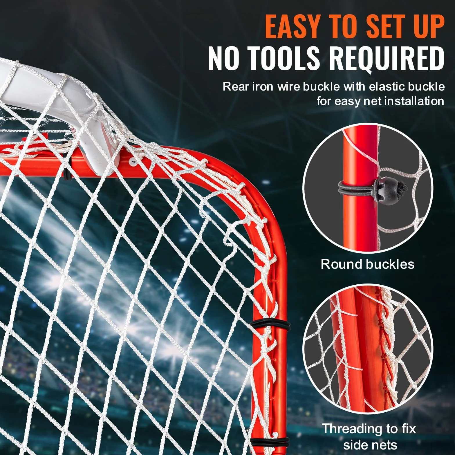 VEVOR Porta da Hockey con Parapetto e Bersagli, Rete da Hockey in Acciaio, Set di Porte da Allenamento per Hockey da 1830 mm Porta da Hockey Portatile per Interni ed Esterni con Rete, Bianco e Rosso