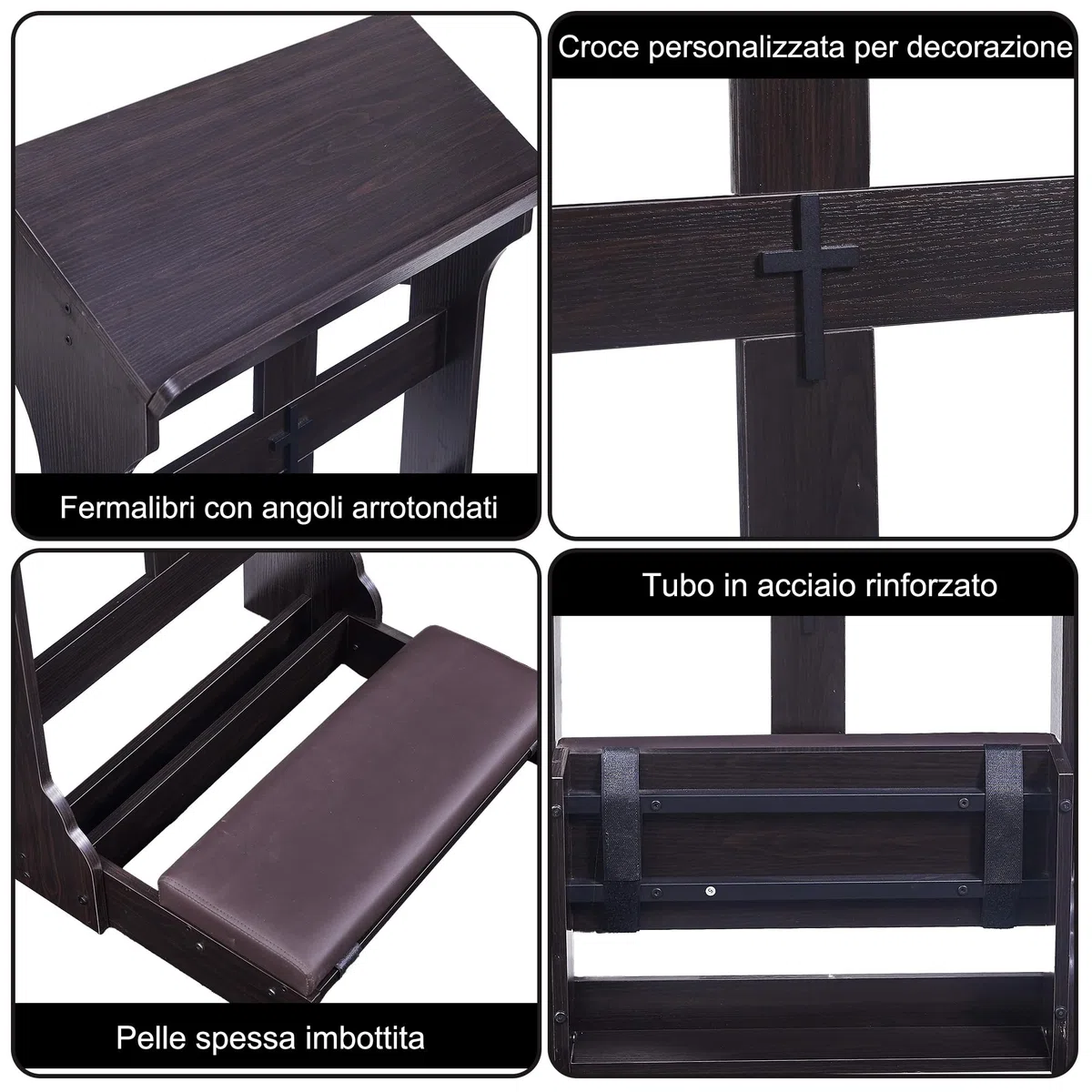 Panca per la preghiera con cuscino,inginocchiatoio in legno per la preghiera in casa, sedia pieghevole per la preghiera inginocchiata in chiesa - Regali religiosi per il culto e la meditazione