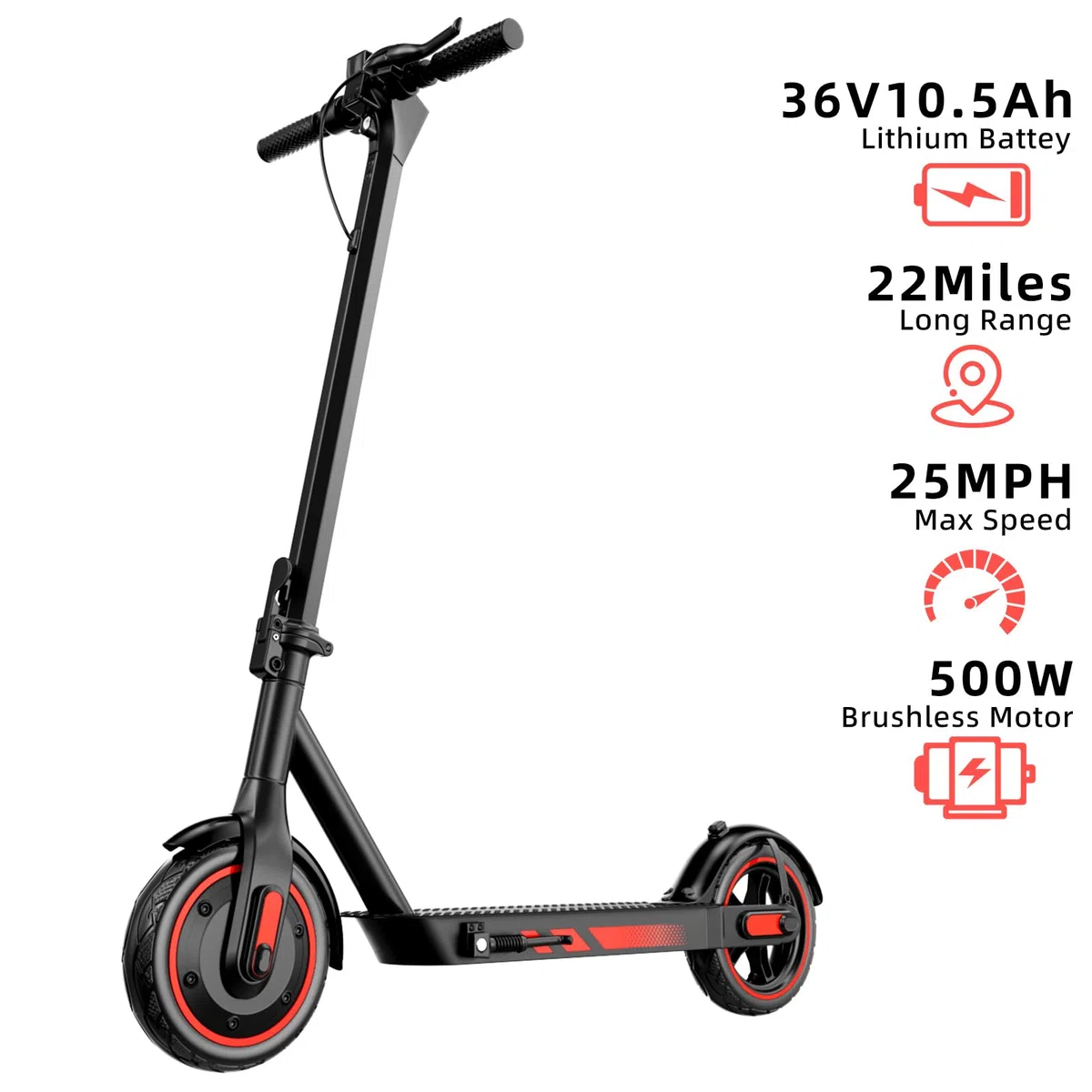 Monopattino Elettrico con Freccia Direzionale, 500W Motore, Autonomia 35 km, Pneumatici 10" Antiforatura, Doppia frenata, Scooter Elettrico Pieghevole