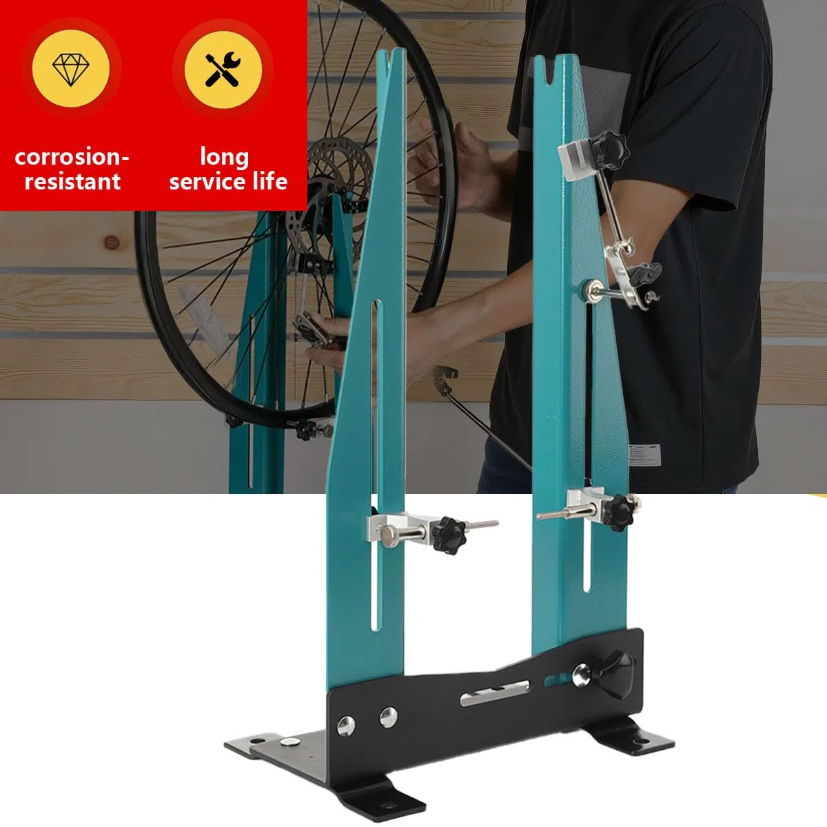 Supporto per Centrare le Ruote della Bicicletta da 95mm a 130mm, Stand da Camminata per Bici, Cavalletto per Centrare Bicicletta Ruote per Riparare