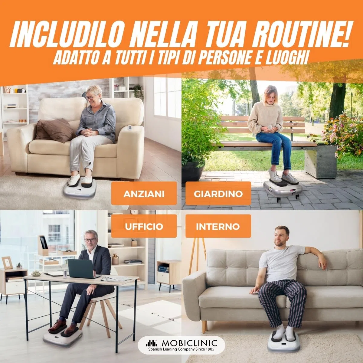 Mobiclinic, Esercitatore passivo per Gambe, Legfit, Marchio Europeo, Macchina Camminare seduti, Attrezzi Palestra, Ginnastica passiva, Anziani, con Telecomando, velocità Regolabile