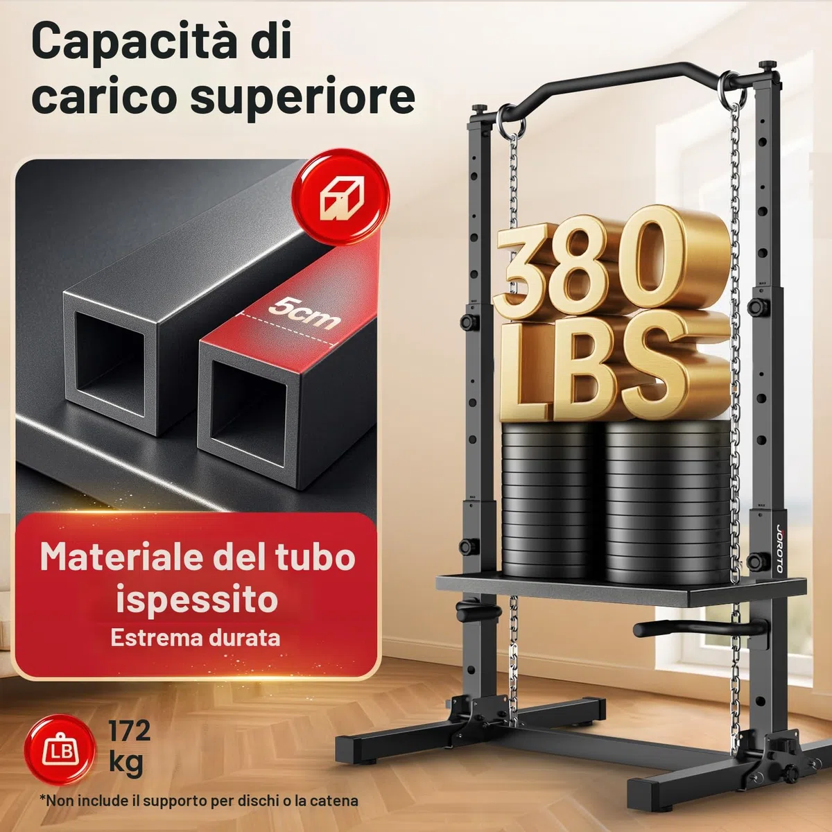 JOROTO Pieghevole Power Tower Dip Station, Regolabile in Altezza, Sbarra per Trazioni Autoportante, 5 in 1 Stazione di Allenamento per Palestra Domestica Multifunzione, Capacità di 172KG