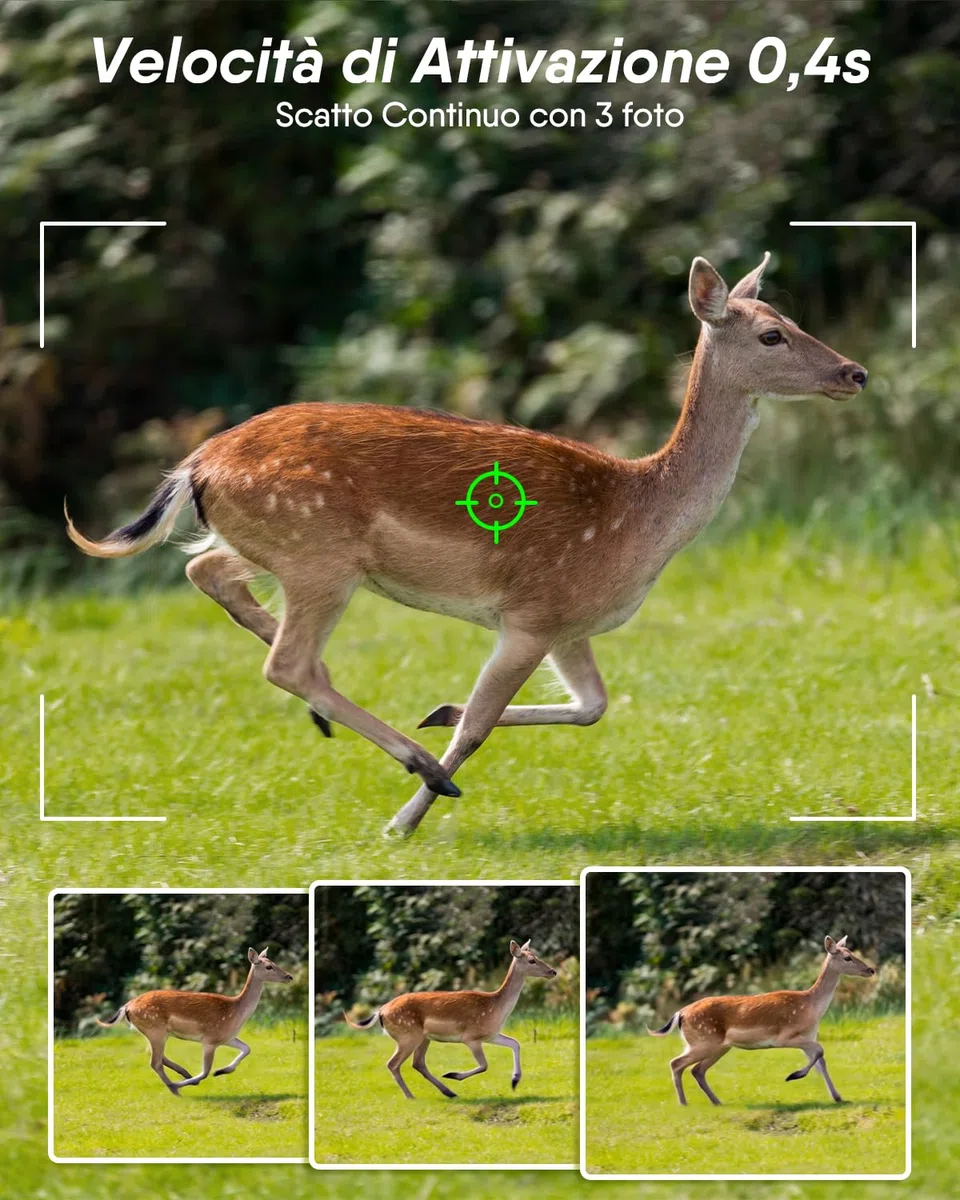 Rollei Fototrappola con Sim 4G, 4K Fototrappola Notturna con App e Sensore di Movimento Telecamera Caccia Notturna Infrarossi con Batteria e Scheda 32GB IP66, Fototrappola-4G-Sim-Wildlife-Camera