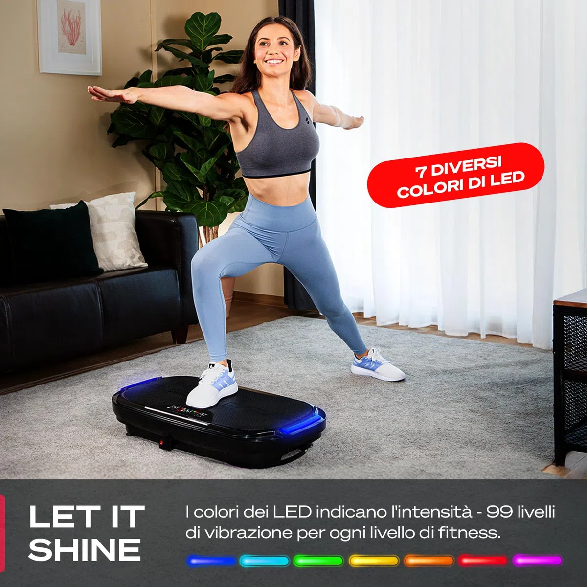 Sportstech VP275 – Piastra vibrante per la casa – 99 livelli di allenamento – Marchio di qualità tedesco – Fitness Training – Brucia i grassi e costruzione muscolare – Design antiscivolo 3D – App STL