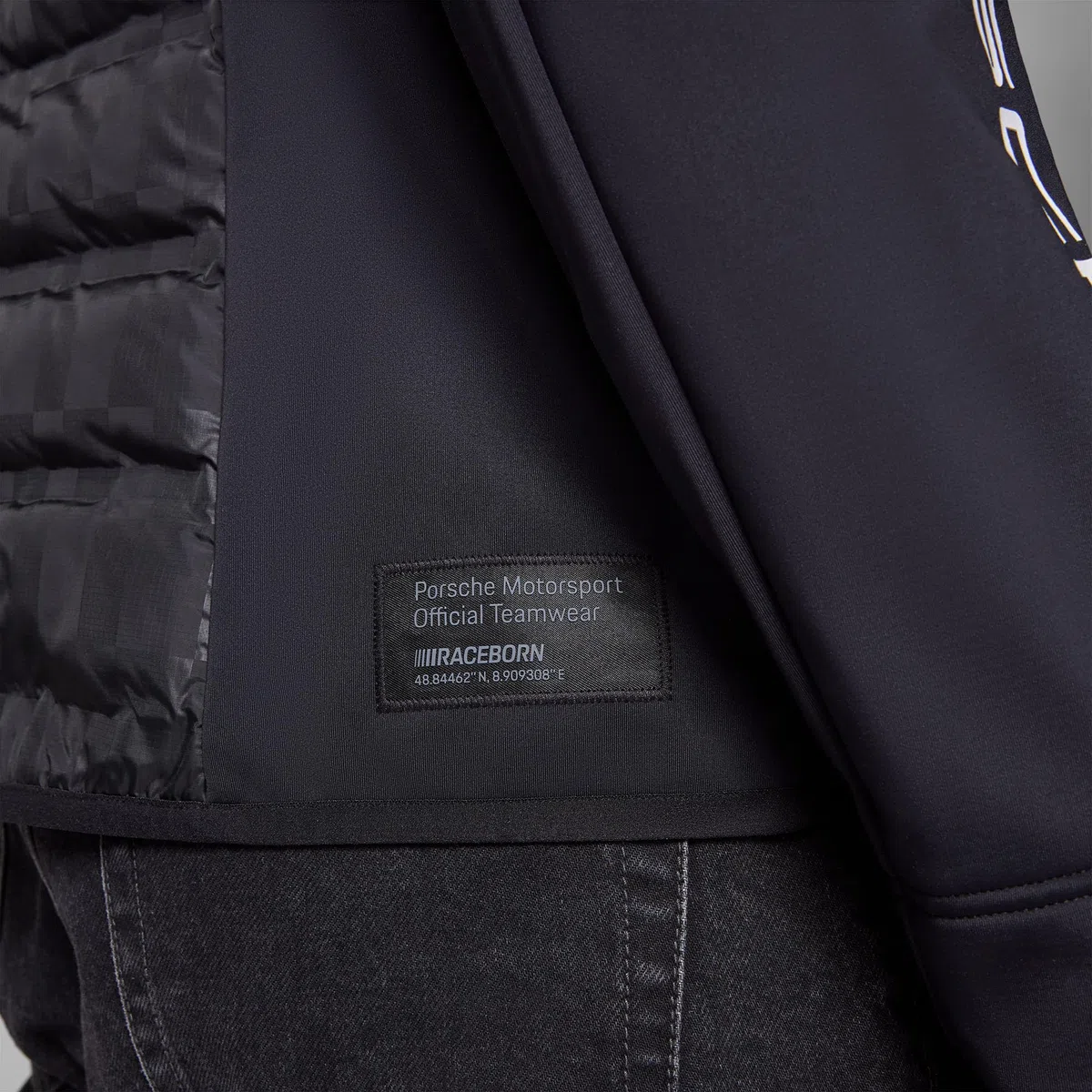 PUMA Porsche Motorsport Giacca ibrida del team per uomo con parte superiore tessuta e parte inferiore imbottita per massimo comfort - Nero