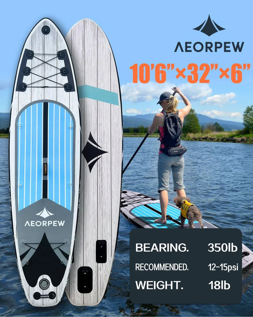 Tavola gonfiabile da 3,2 m per adulti, larghezza 81,3 cm, con accessori per SUP di alta qualità, include tavola antiscivolo, pompa a mano, pagaia singola di tutti i livelli di abilità
