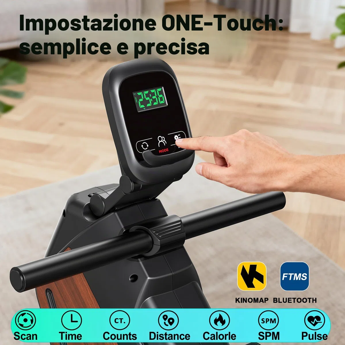 Vogatore per casa, vogatore magnetico, resistenza a 16 livelli, silenzioso, per allenamento cardio, connessione app, portata 160 kg, verticale