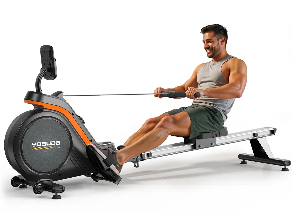 YOSUDA Vogatore Professionale per Casa, 16 Livelli di Resistenza, Vogatore Magnetico Silenzioso con APP, Monitor Bluetooth & Stent Capacità di Carico 160KG