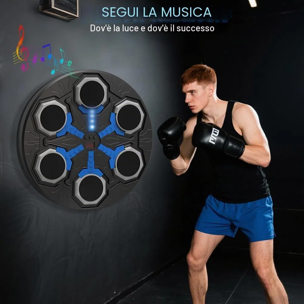 Music Boxing Machine, LED Bluetooth intelligente Music Box Macchina con funzione di conteggio, USB ricaricabile Smart Boxe con 15 modalità di velocità, macchina da boxe montata a parete per adulti