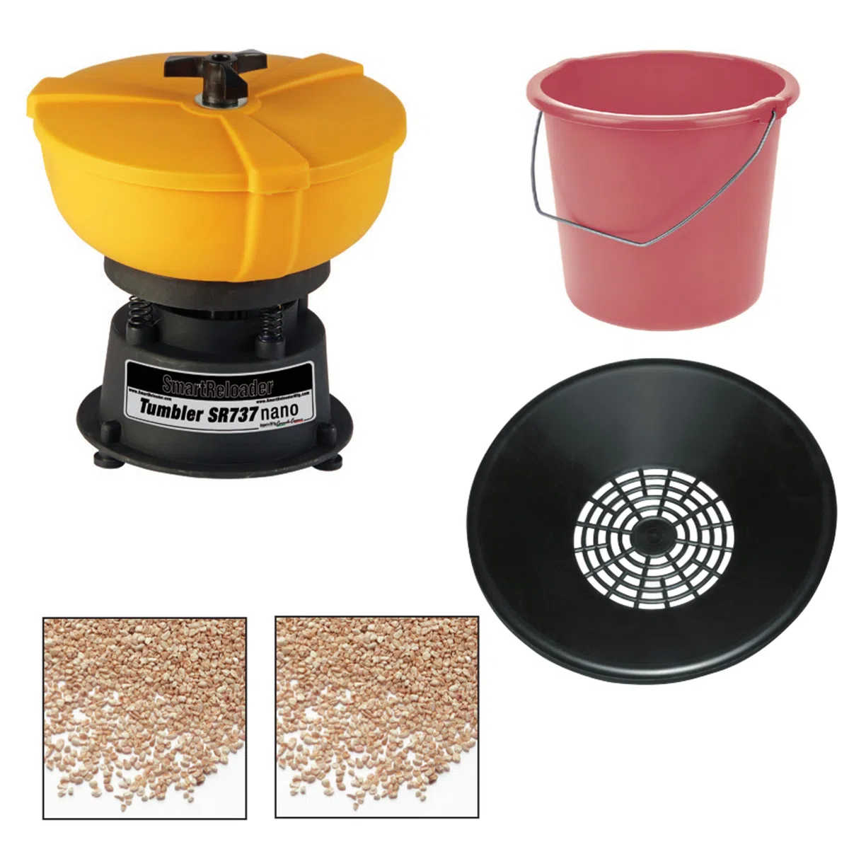 SMARTRELOADER Kit Completo per la Pulizia e Lucidatura dei Bossoli e Parti Metalliche, con Tumbler SR737 nano