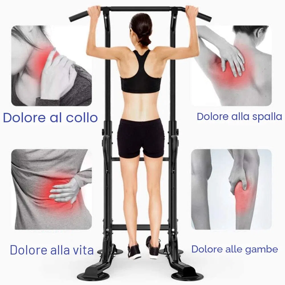 sogesfurniture Power Tower con dip station, stazione multifunzione per l'allenamento con sbarra per trazioni e maniglie per flessioni, altezza regolabile da 190-230cm, BH-PSBB002-N