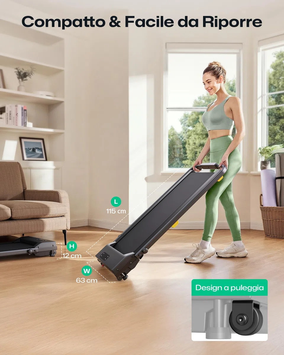 UREVO Tapis Roulant Elettrico con Inclinazione 9%, 1-10 km/h Tapirulan Pieghevole da Casa, Motore 2.5 HP, Modalità HIIT One-Touch, Tapis Roulant Salvaspazio per Casa e Ufficio