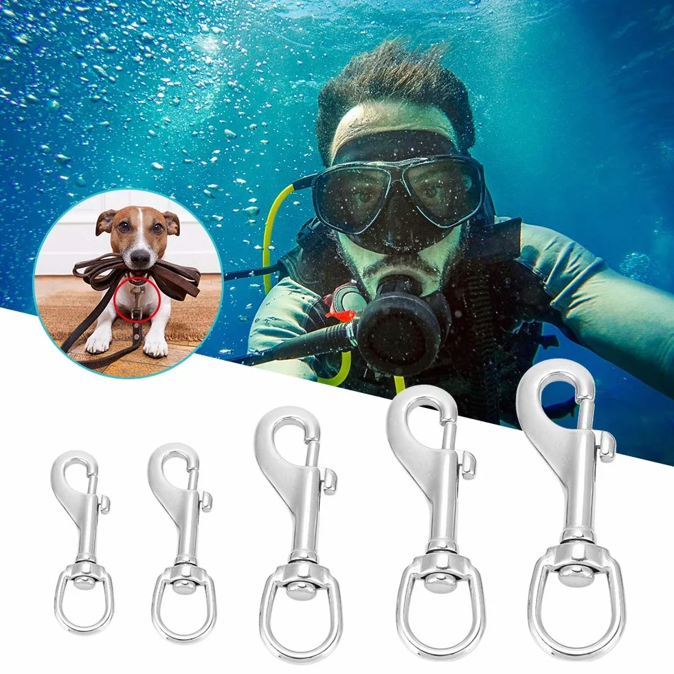 Keenso Ganci a moschettone girevoli, Gancio a moschettone in Acciaio Inossidabile 316 con Gancio in Acciaio Inossidabile per Catena di Animali da Immersione