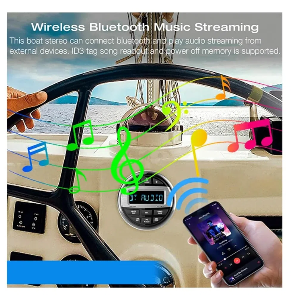 Bluetooth Marine Stereo Barca Radio Impermeabile FM AM Audio Player per Yacht Gauge ATV UTV Carrello Moto