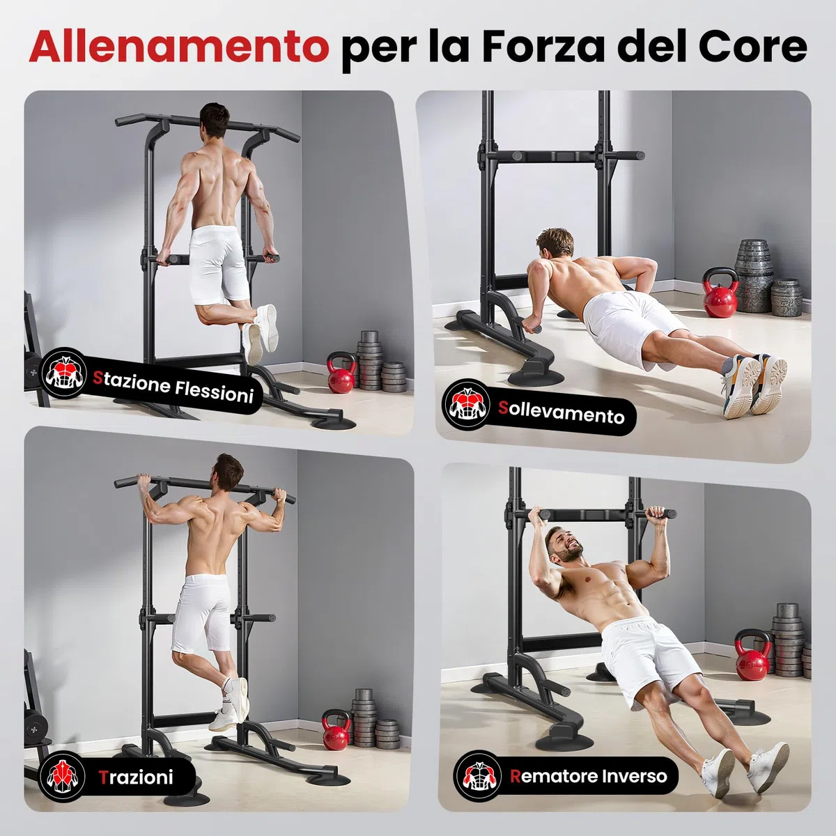 Dskeuzeew Power Tower Dip Station - Palestra multifunzione da casa con barra per trazioni e sedia romana, regolabile in altezza
