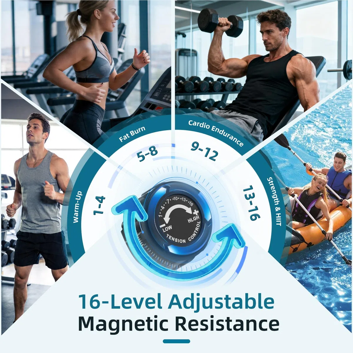 Ellittica da Casa, Ellittiche con 16 Livelli di Resistenza Magnetica, Display LCD con Bluetooth e Ruote di Trasporto, Attrezzo per L'allenamento Completo del Corpo a Casa con Portabottiglia