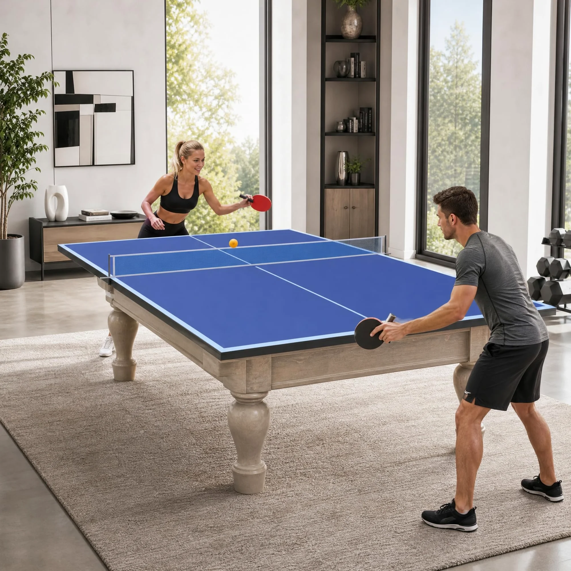 Tavolo da ping pong pieghevole, salvaspazio, resistente alle intemperie, mini tavolo da ping pong pieghevole per esterni e interni, piccolo con supporto