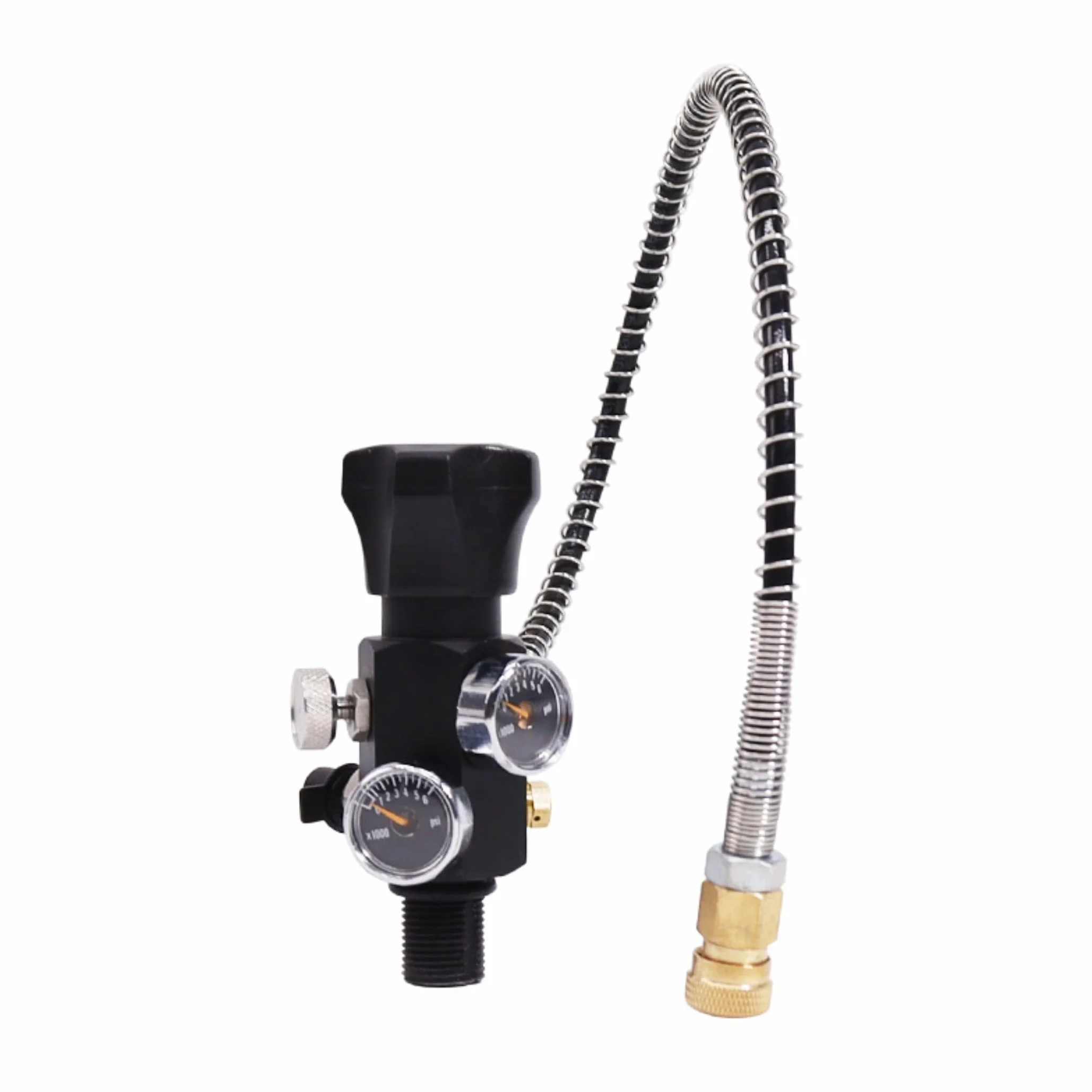 TUXING Serbatoio d'aria in fibra di carbonio da 6,8 l, 300 bar, stazione di riempimento per paintball, con due manometri, fino a con tubo ad alta pressione da 24 pollici, M18 x 1,5, contenente ferro