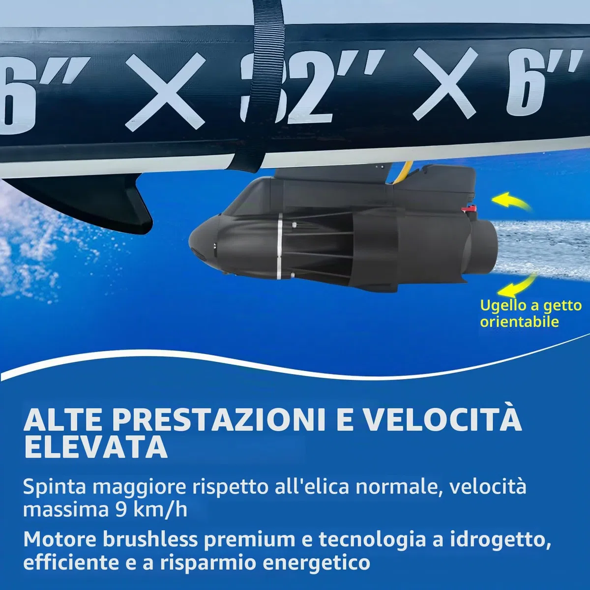 Elica elettrica direzionale SUP per barca da pesca, motore da 360 W, 8 km/h, elica subacquea per paddle board e kayak(Senza Batteria)