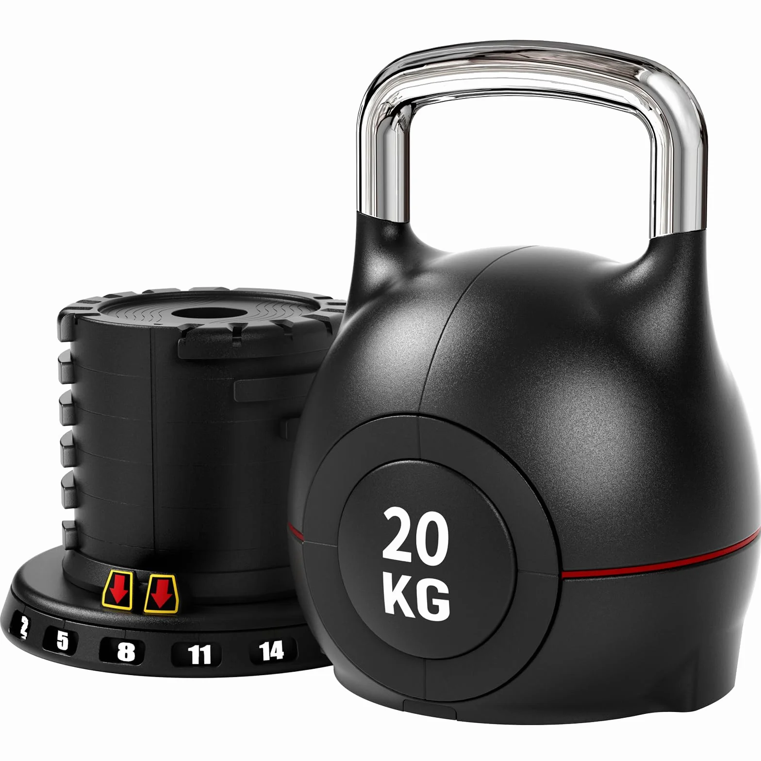 Kettlebell Regolabile 7 in 1, 20 kg Kettlebell con 7 Livelli di Peso, Manubrio per Allenamento a Casa & Fitness, Ideale per Allenamento Completo del Corpo, Compatto & Salvaspazio
