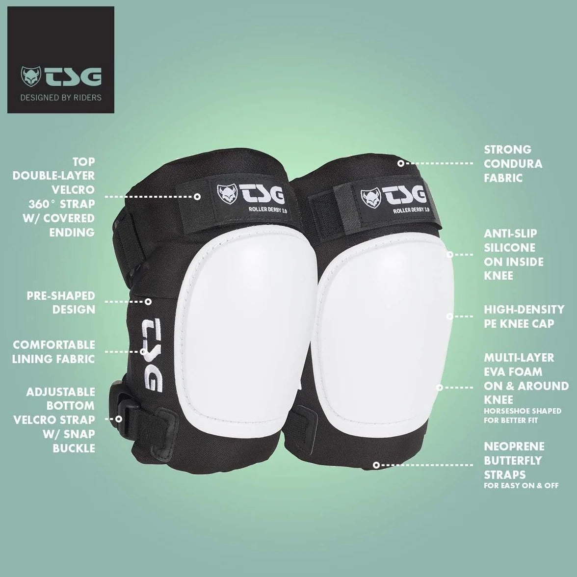 TSG Kneepad Roller Derby 3.0 Dark Black L 710893-50-108