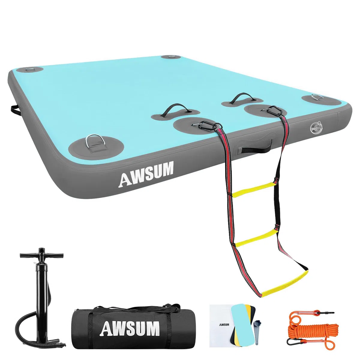 AWSUM Piattaforma gonfiabile per il nuoto Air Dock Piattaforma galleggiante Dock galleggiante Dock gonfiabile per lago, piscina, spiaggia, oceano