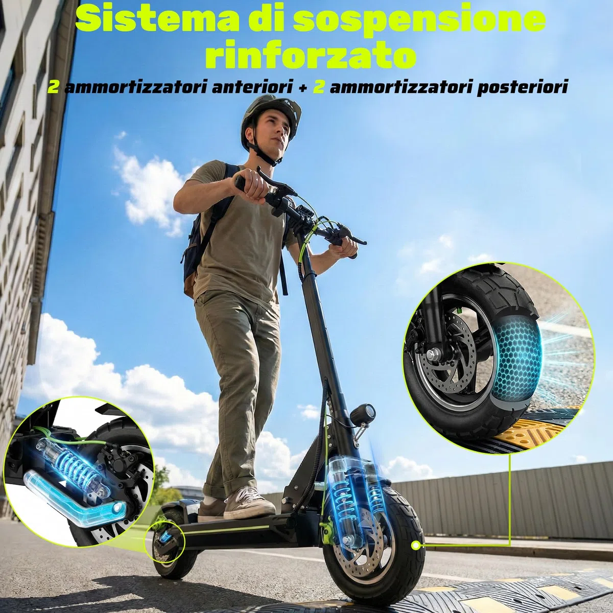 Monopattino Elettrico Adulto, 500W,Autonomia 55-90KM, 13AH/18.2AH Massimo 150 kg, Doppio Ammortizzatore e Freni Disco Anteriori Posteriori,Pneumatici 10 Pollici,E-Scooter Pieghevole