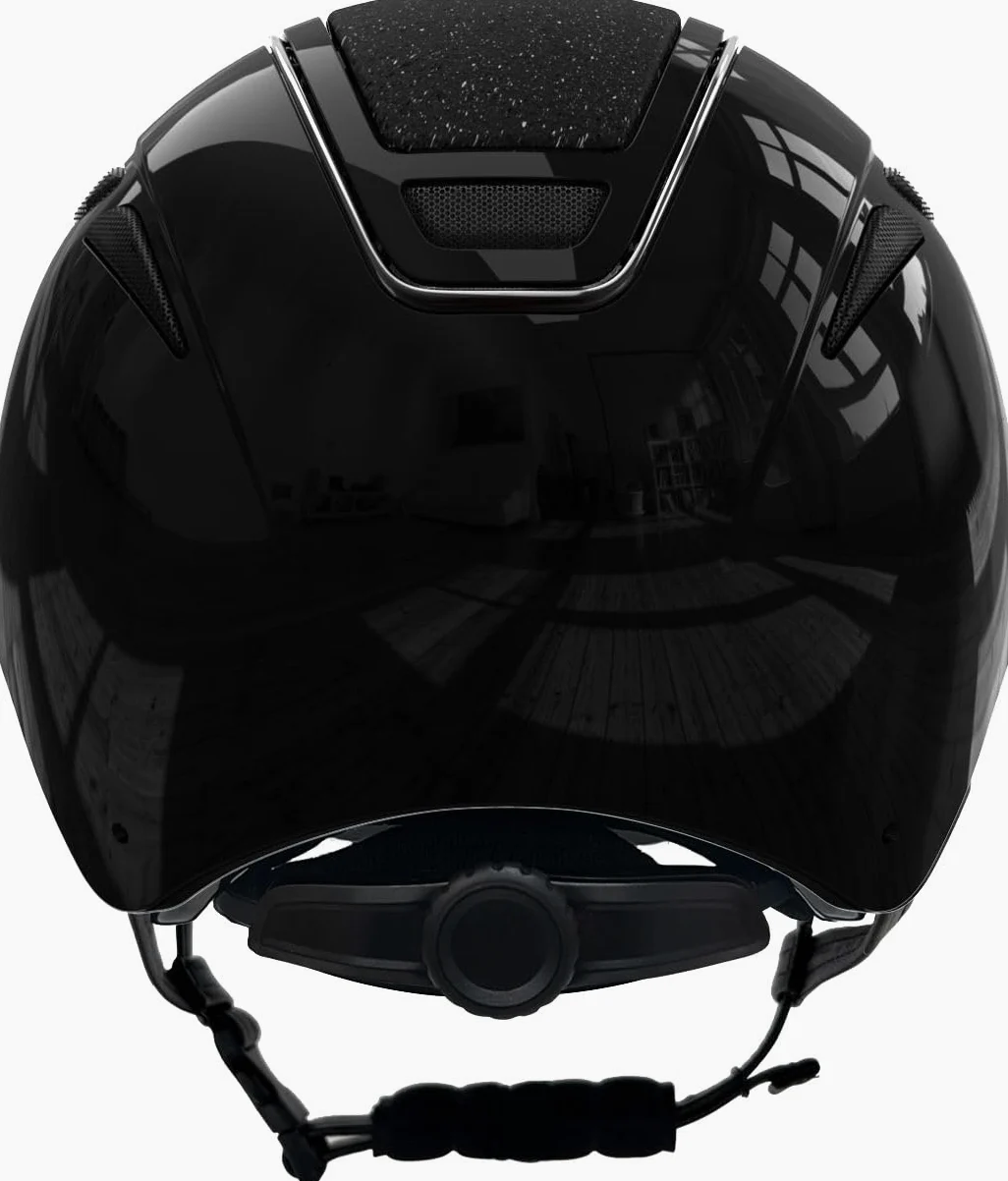 Covalliero Casco da equitazione Elite, da donna, ventilazione ottimale, cinturino in similpelle, fodera interna estraibile, guscio rigido ABS, nero laccato, L/59-61 cm