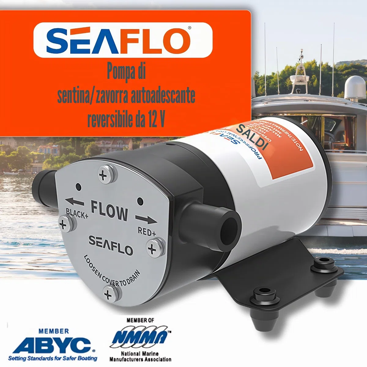 SEAFLO Pompa di sentina/zavorra marina 12V reversibile 8 GPM autoadescante girante