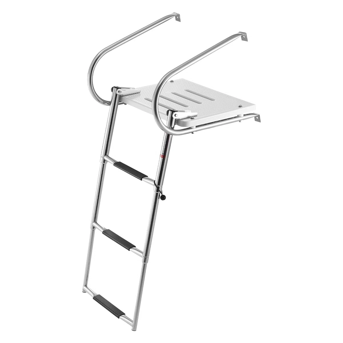 VEVOR Scaletta per Barca in Acciaio Inox, Scaletta Telescopica Pieghevole a 3 Gradini, con Piattaforma e Corrimano, Portata Fino a 181 kg, Gradini Ampi e Antiscivolo, per Fuoribordo, Yacht e Pontoni