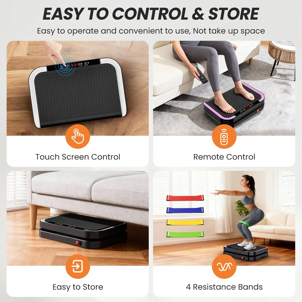 Pedana Vibrante Dimagrante, Vibration Plate con 9 Programmi, 200 Livelli di Intensità, Altoparlante Bluetooth, Telecomando, Bande & Corde di Resistenza, Pedana Vibrante per Circolazione Gambe