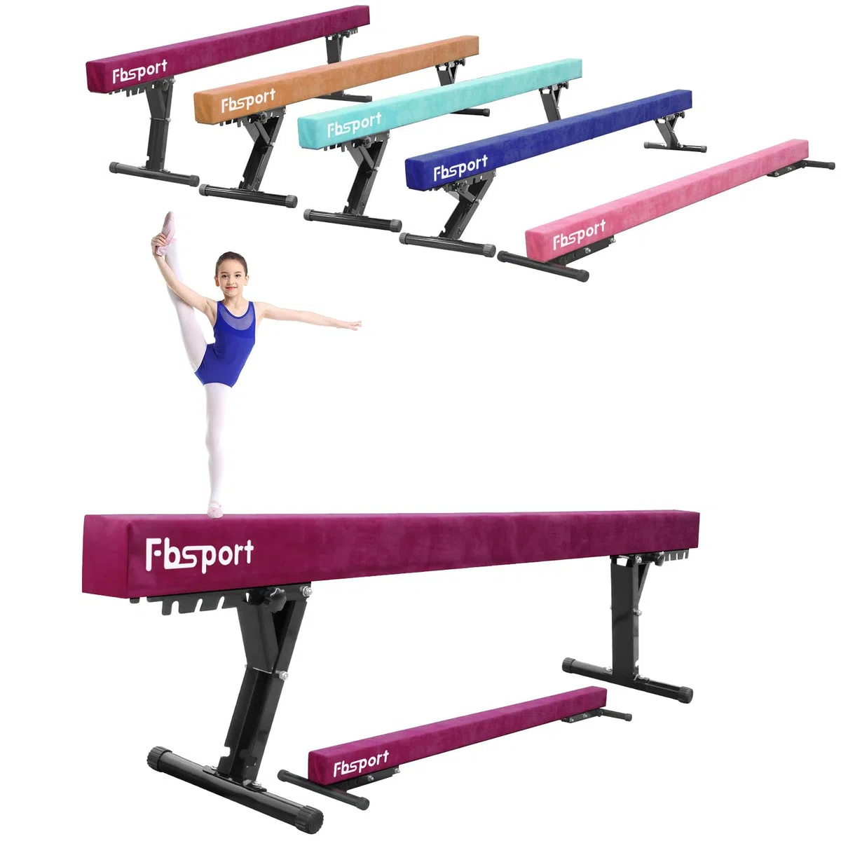 trave ginnastica artistica per casa Regolabile 244CM, 5 altezza regolabiletrave ginnastica trave di equilibrio ginnastica ad alto e basso livello Fascia da pavimento Altamente stabile per bambini