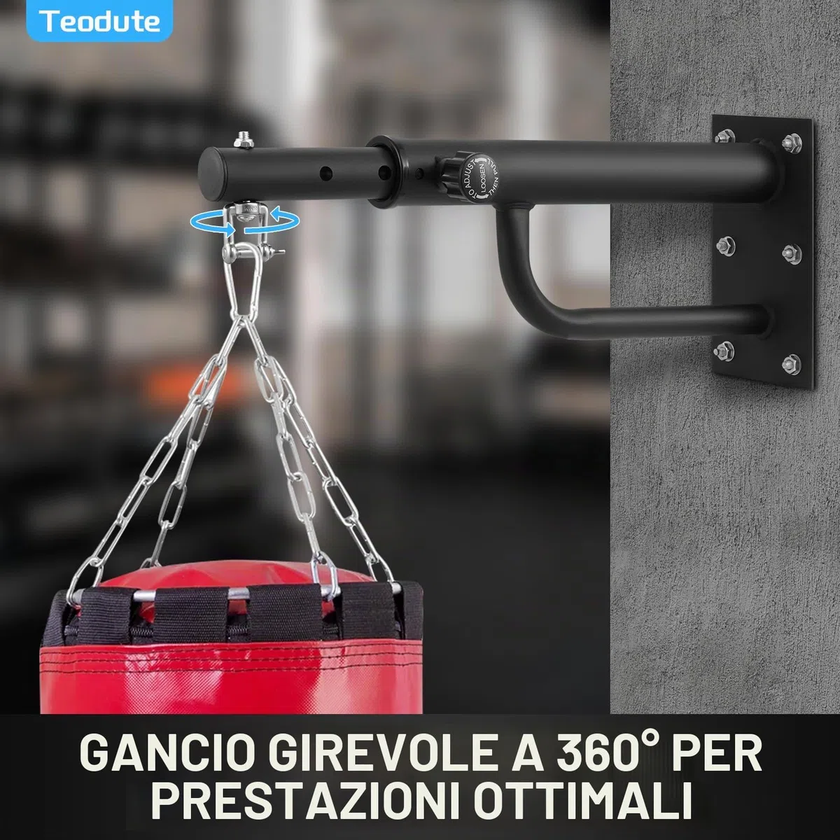 Supporto per Sacco da Boxe, Regolabile e Girevole, Staffa per Sacco da Boxe, Supporto per Sacco Pesante per Interni ed Esterni Boxe Sport in Casa Palestra