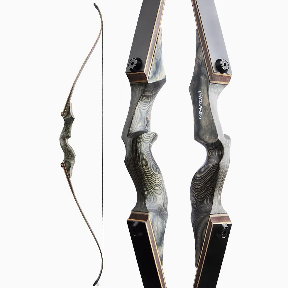 Tiro con l'arco 60" Black Hunter Original Recurve Bow Set American Hunting Longbow arco di legno 20-60lbs destra/sinistra per tiro con l'arco caccia tiro pratica
