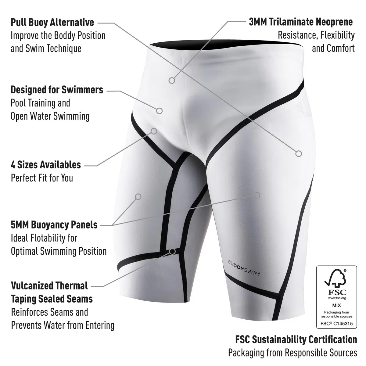 Pantaloncini Uomo e Donna Galleggiante in Neoprene per Il Nuoto in acque libere 5/3 mm. Shorts Uomo di Isolamento dal Freddo per Immersioni, Scuba Diving, Surf e lavori in Acqua.
