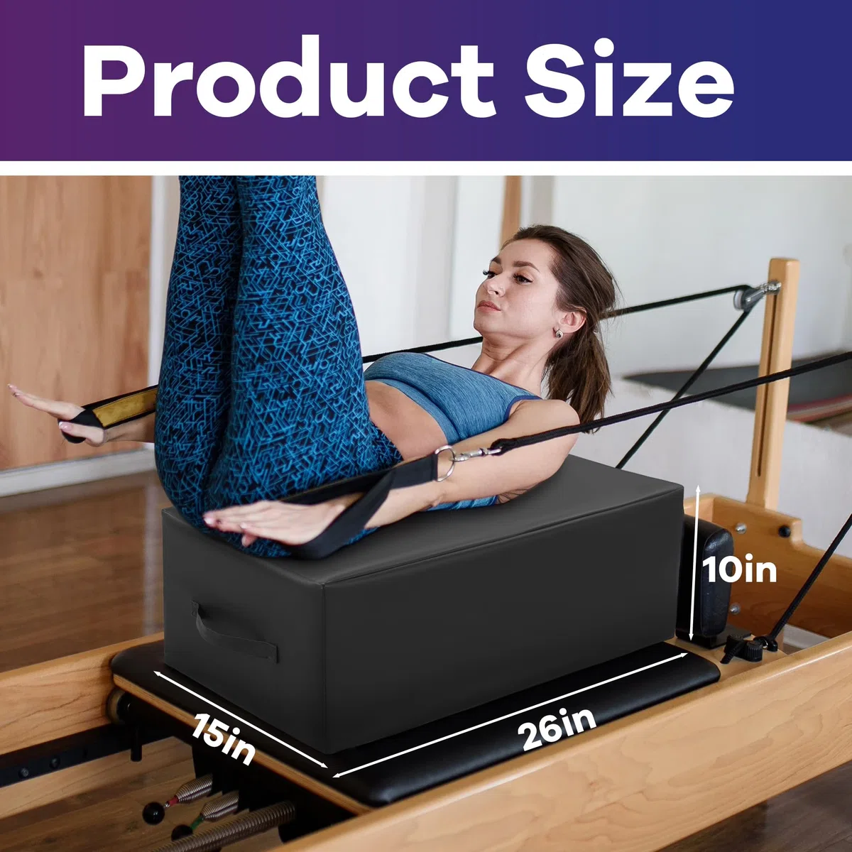 MABOZOO Pilates Reformer Box, 66 x 38 x 25 cm, in pelle PU, accessori per riformatori di pilates, stretching, equilibrio, esercizi a casa e palestra