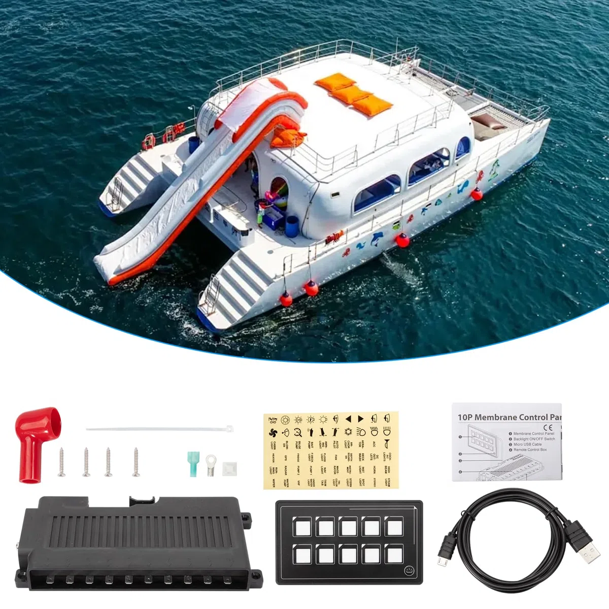 Toutch Pannello di controllo a membrana 10P con Bluetooth, cablaggio touch integrato PPTC pannello di interruttore per camper barche
