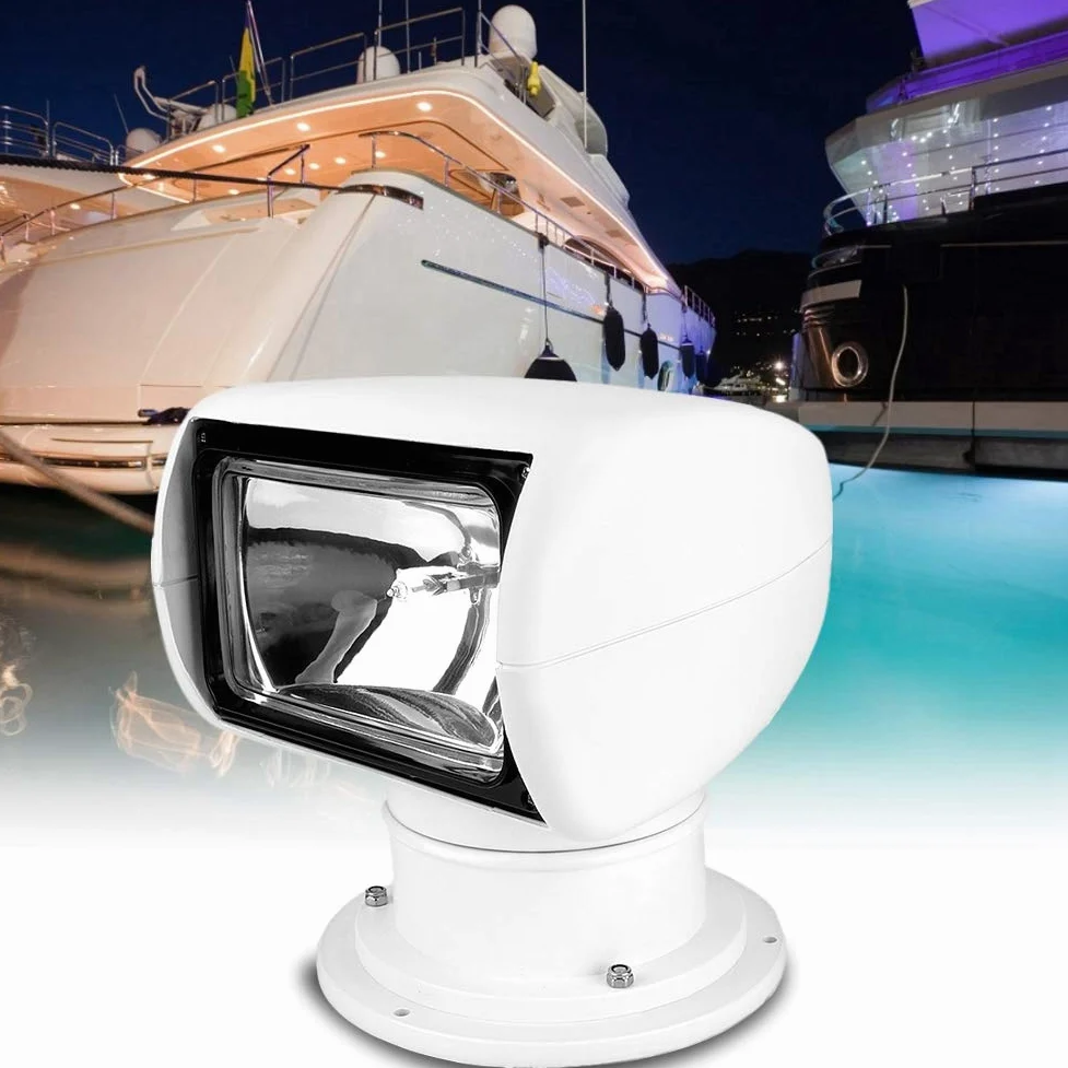 Crisis Faro di Ricerca Marino Con Telecomando 12V 100W - Impermeabile a Lungo Raggio, Girevole a 360 Gradi per Esterno, Barca, Camion, Auto, Yacht, Guardia Costiera