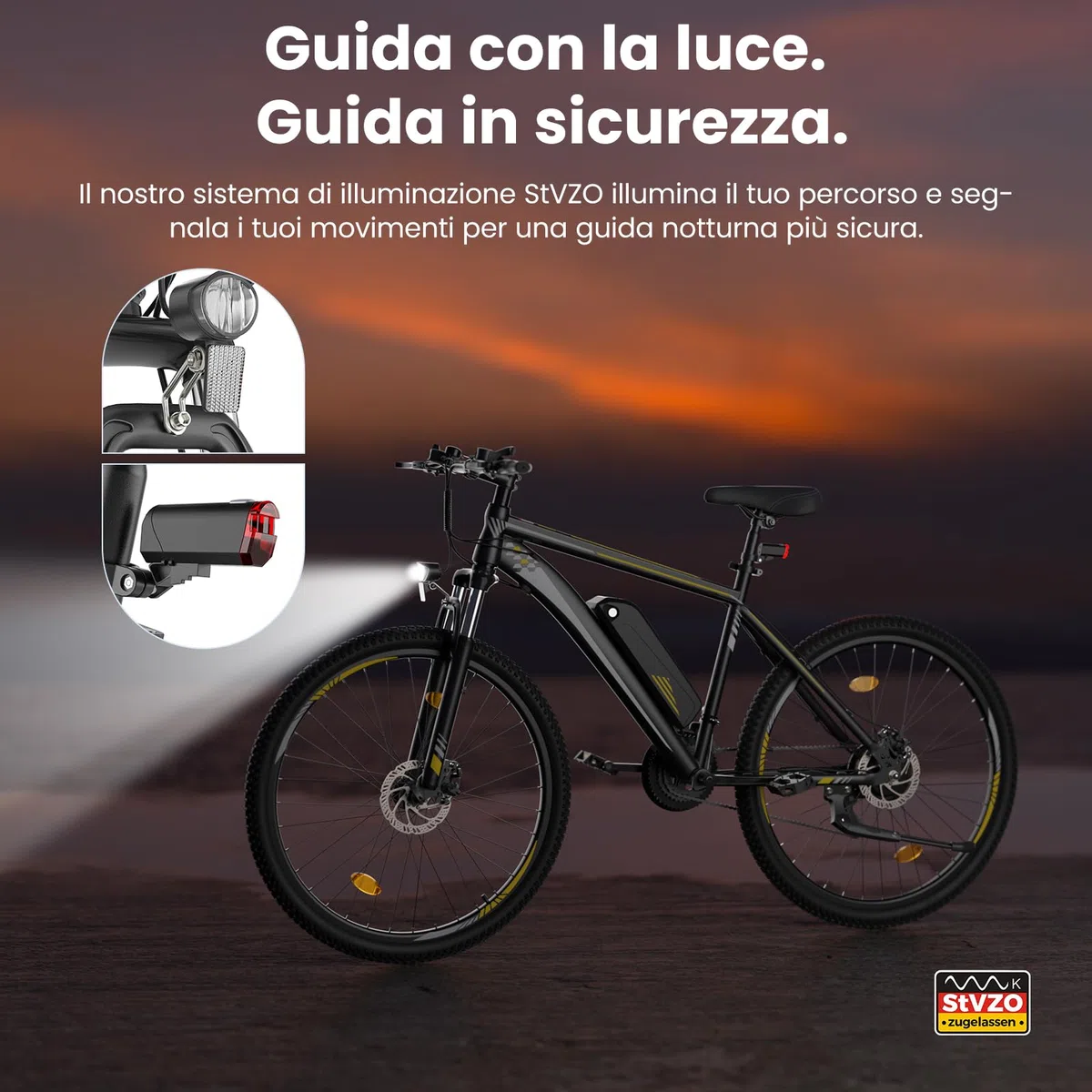 Touroll Bicicletta Elettrica, U1 26"/29", Autonomia di 65km, mountain bike elettrica, Motore 45 NM, Batteria Rimovibile 13Ah